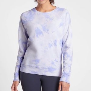 Athleta Light Blue Periwinkle Sundown Crew Neck Tie Dye Sweatshirt